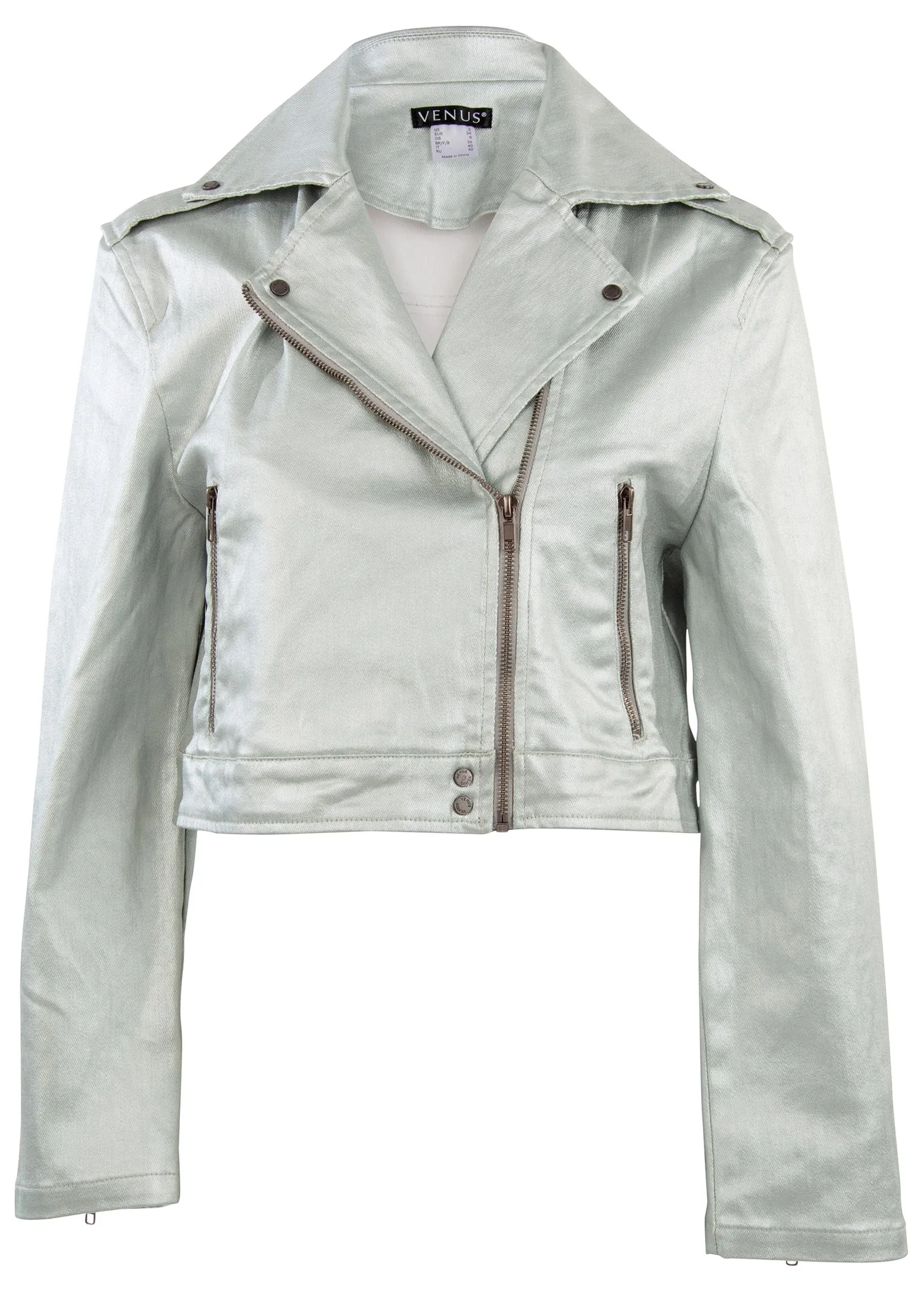 Metallic Moto Jacket - Silver Metallic