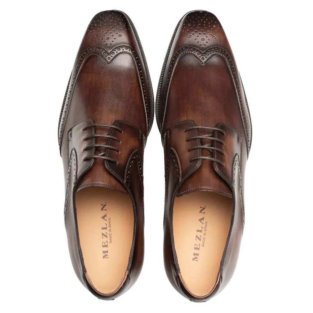 Mezlan Tasso Chestnut Calfskin Leather Derby Oxfords