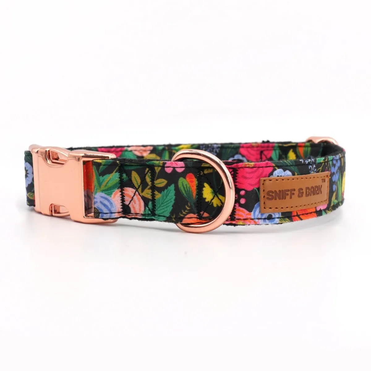 Midnight Floral Bowtie Collar & Leash Set