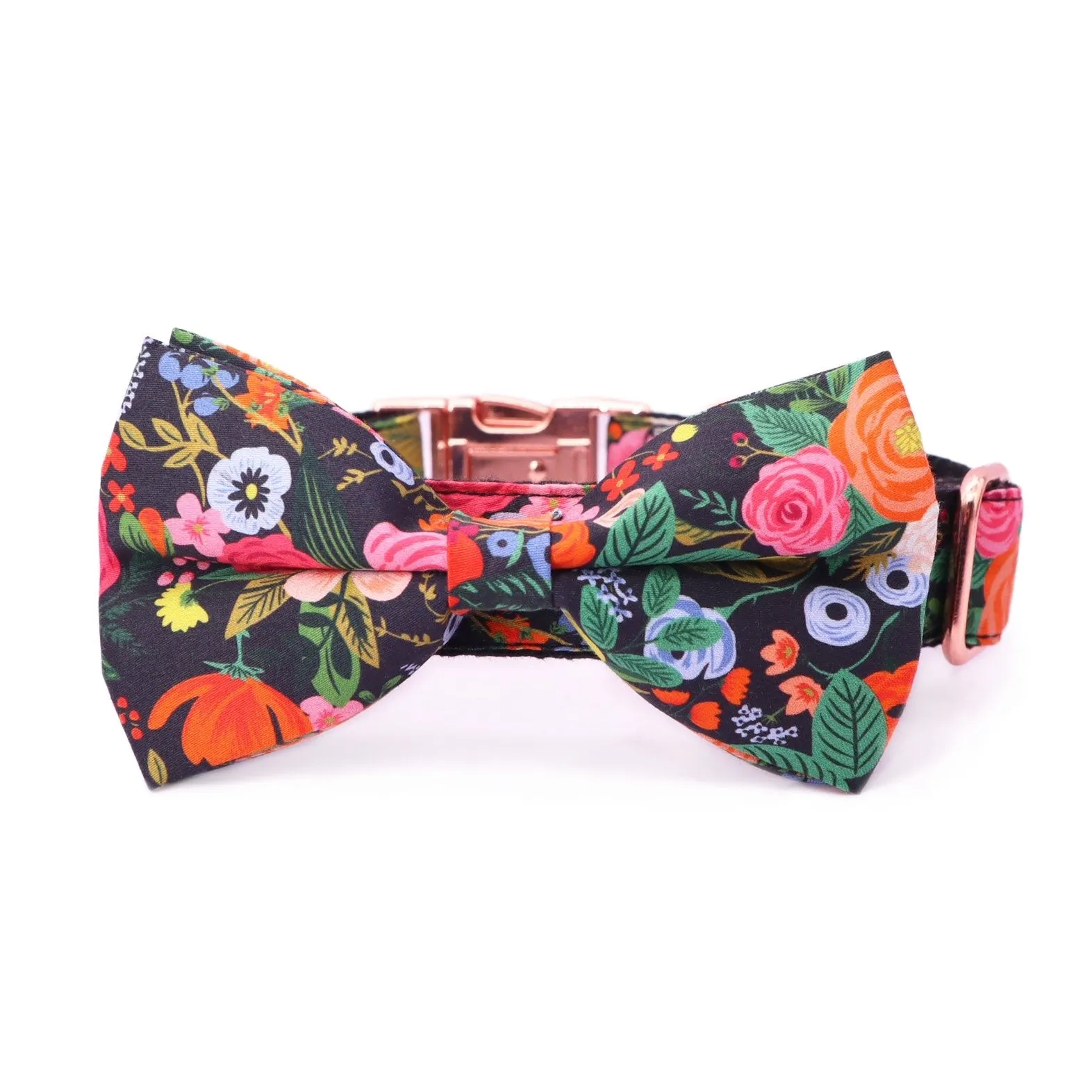 Midnight Floral Bowtie Collar & Leash Set