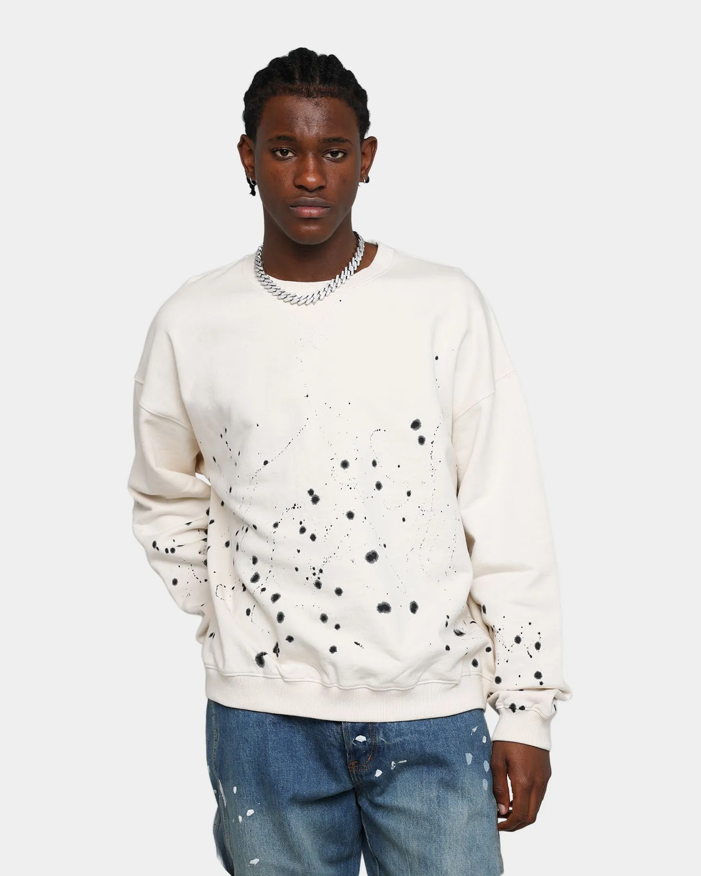 MNML Ink Spill Crewneck Off White