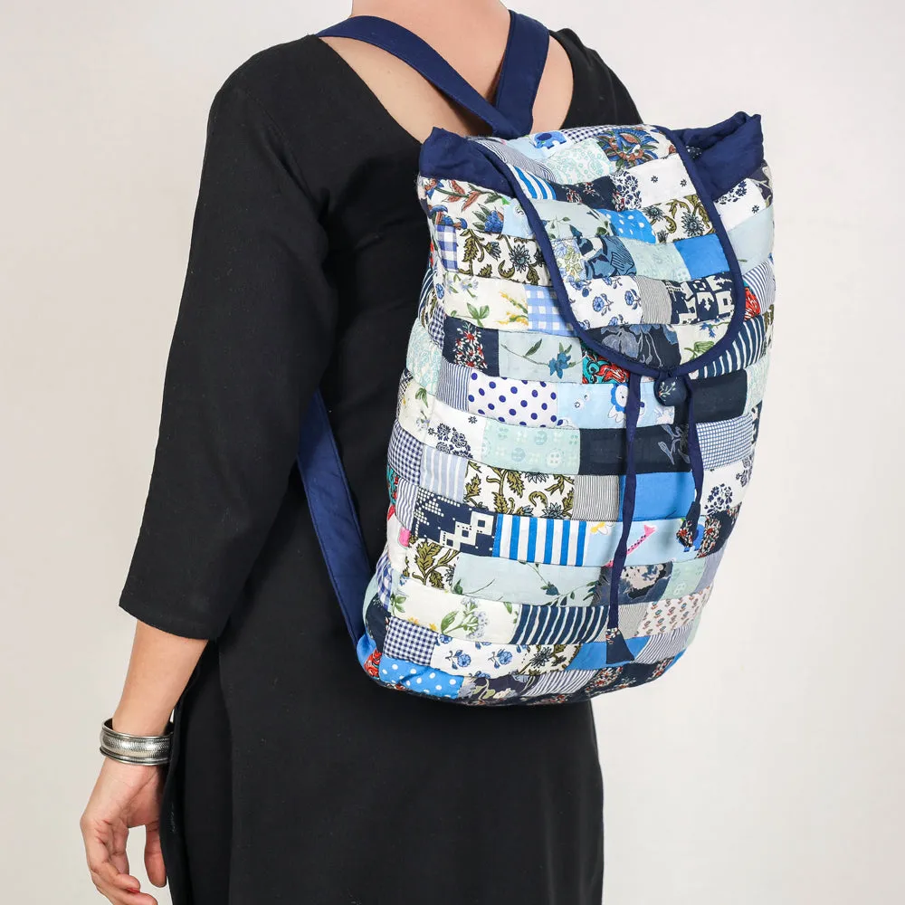 Multicolor - Patchwork Quilted Cotton Backpack Pithu Bag