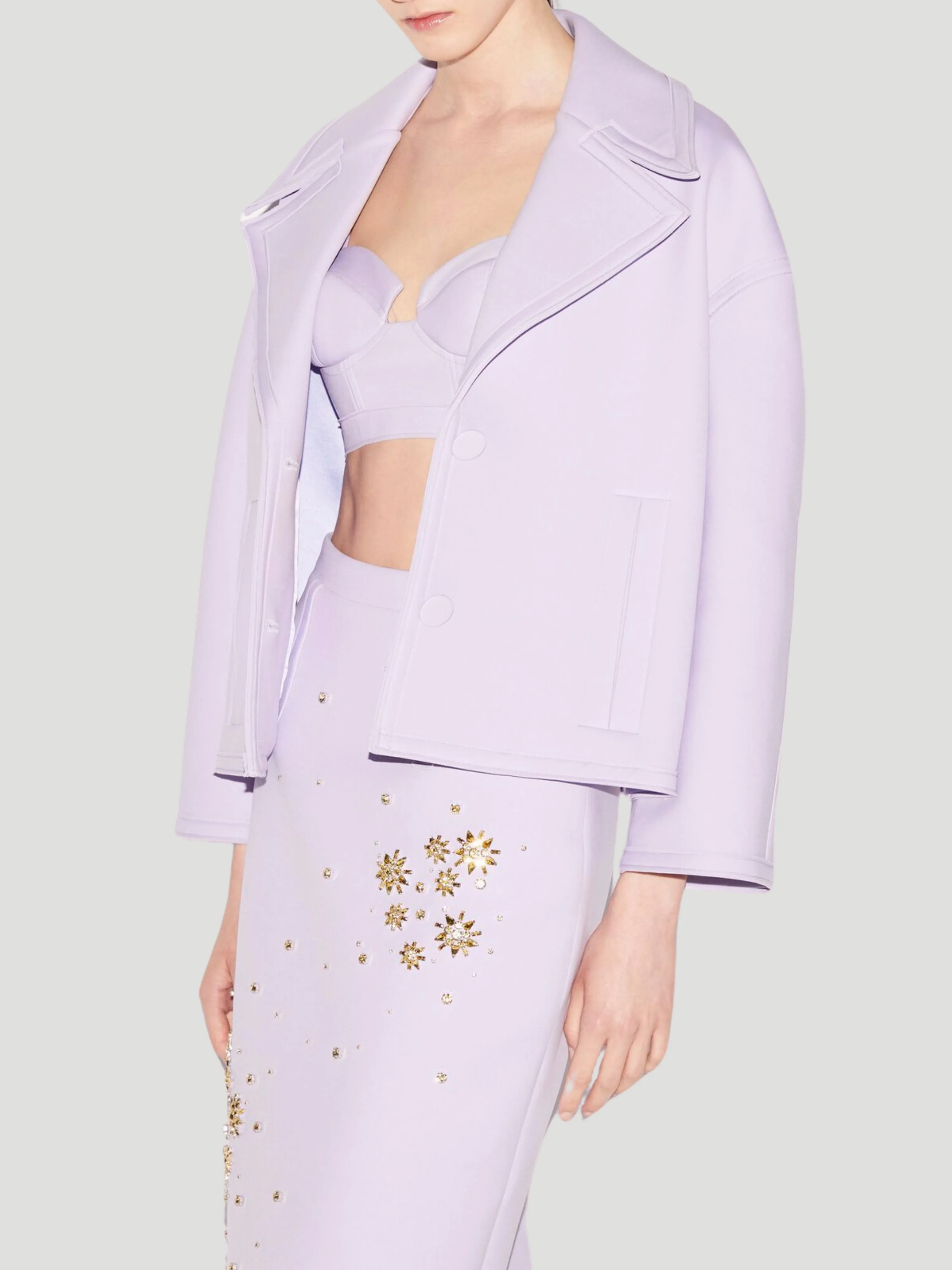 Nathan Single Breasted Cocoon Cropped Jacket