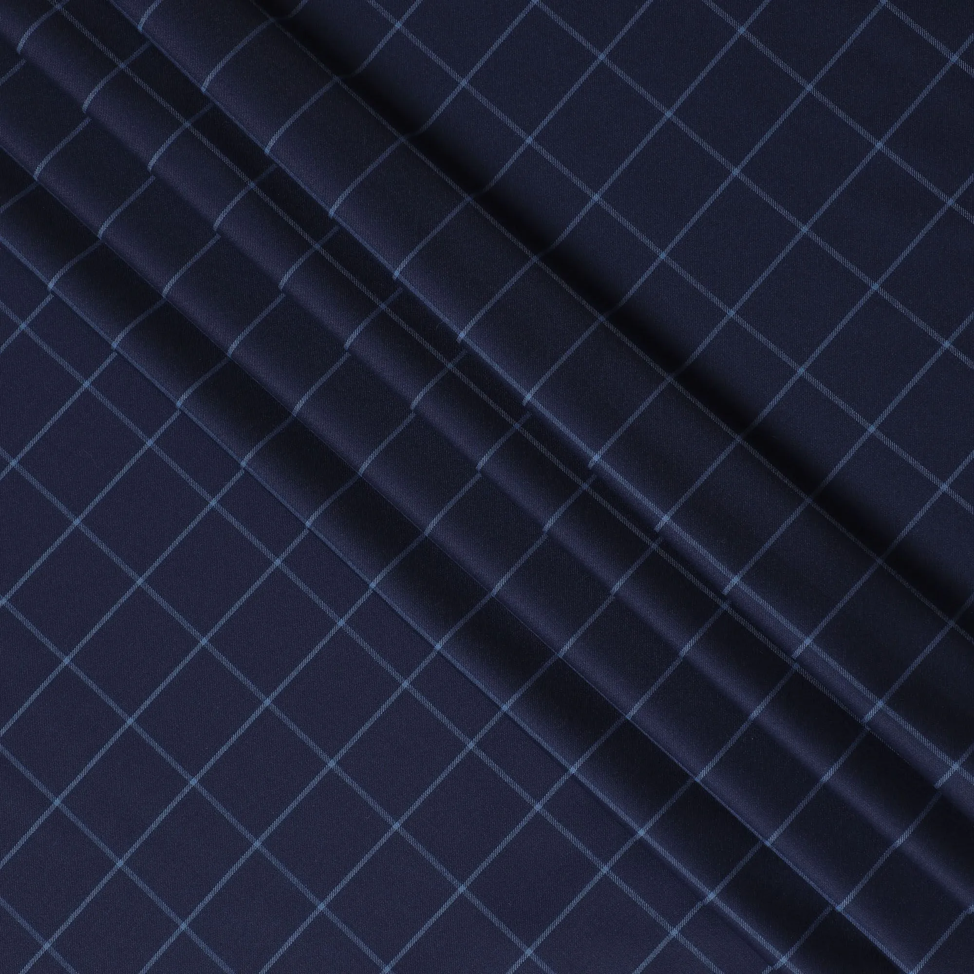 Navy Check SuperFine Merino Wool Fabric: 150cm Sophisticated Suiting from the UK-D17556