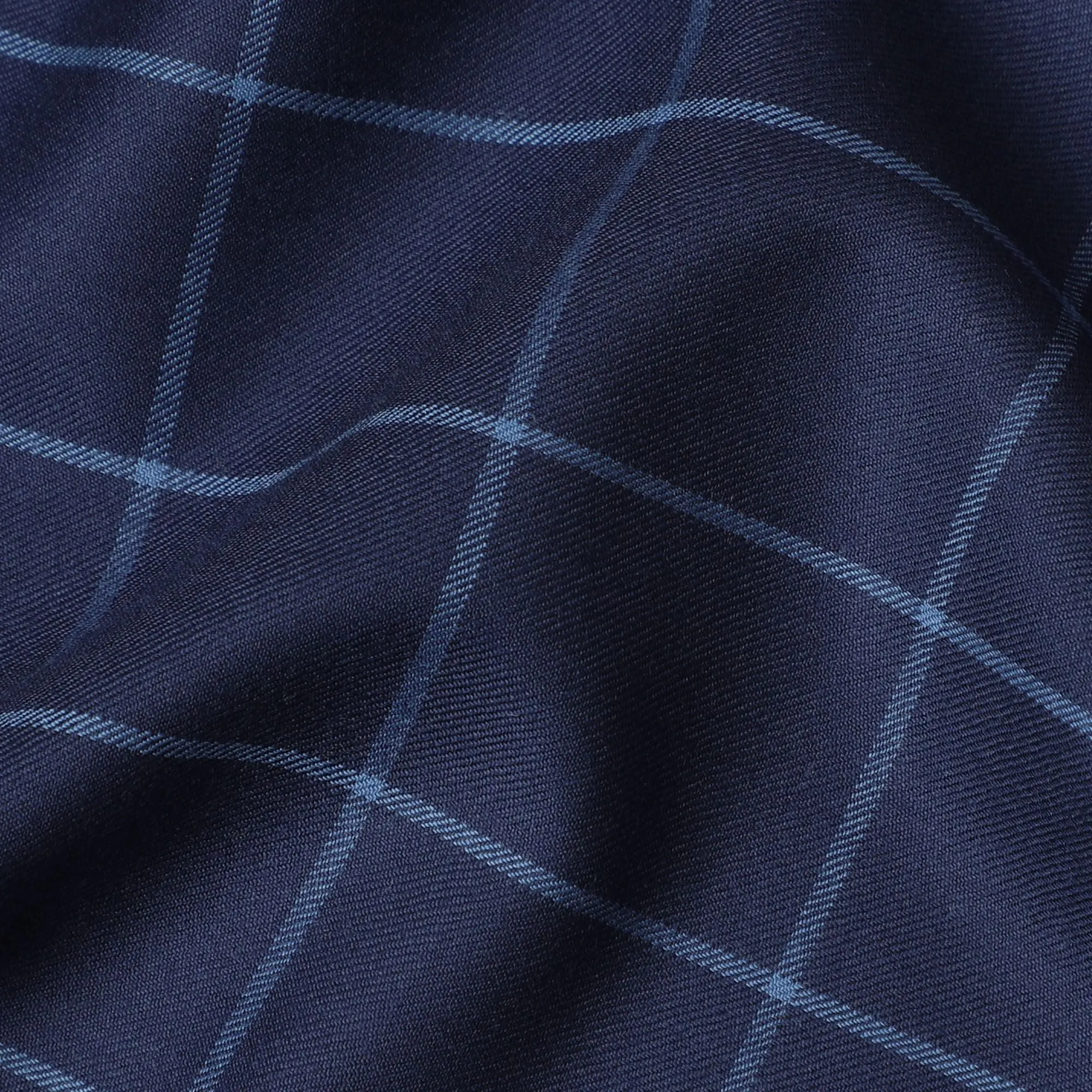 Navy Check SuperFine Merino Wool Fabric: 150cm Sophisticated Suiting from the UK-D17556