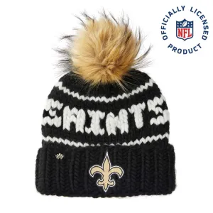 NEW ORLEANS SAINTS LELE SADOUGHI X NFL BLACK BEANIE FAUX FUR POM