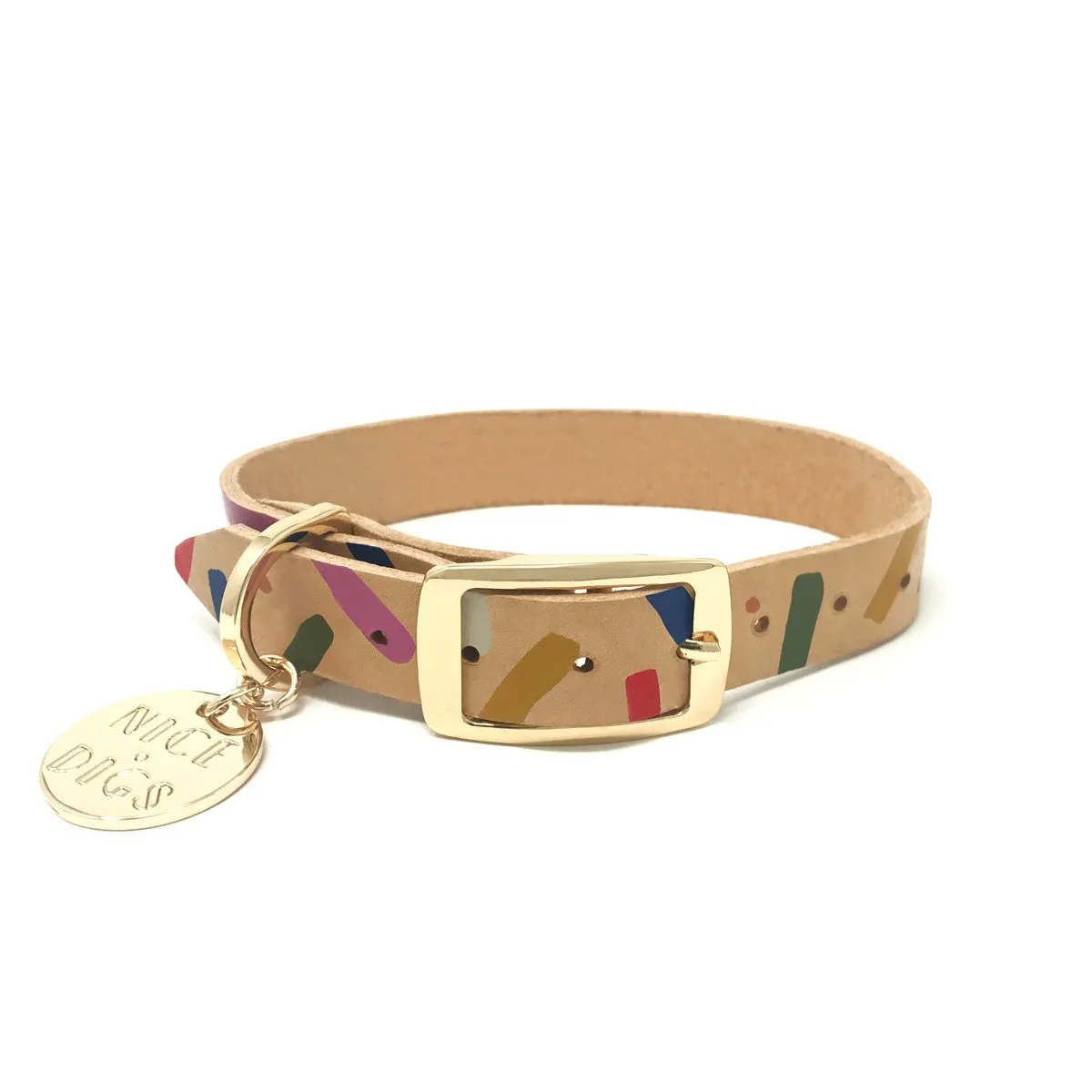 Nice Digs Leather Collar - Jungle Confetti