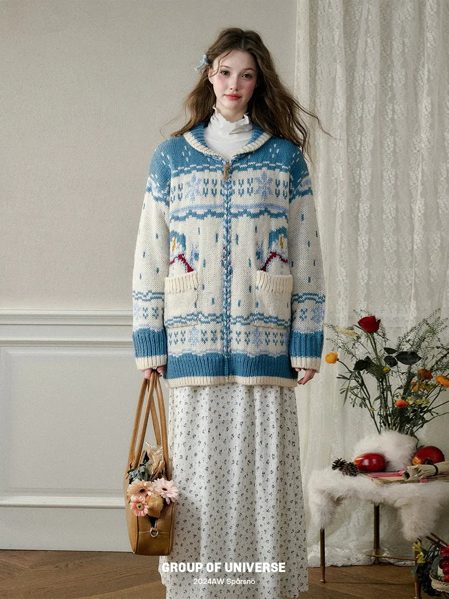 Nordic Island Wool Knitted Cardigan