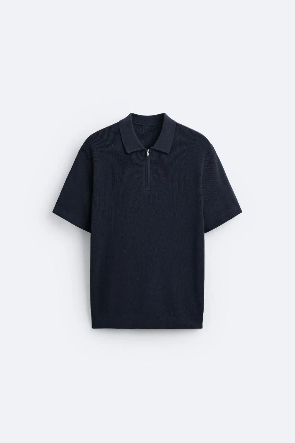 Old Money Knitted Short Sleeve Polo Zip T-Shirt