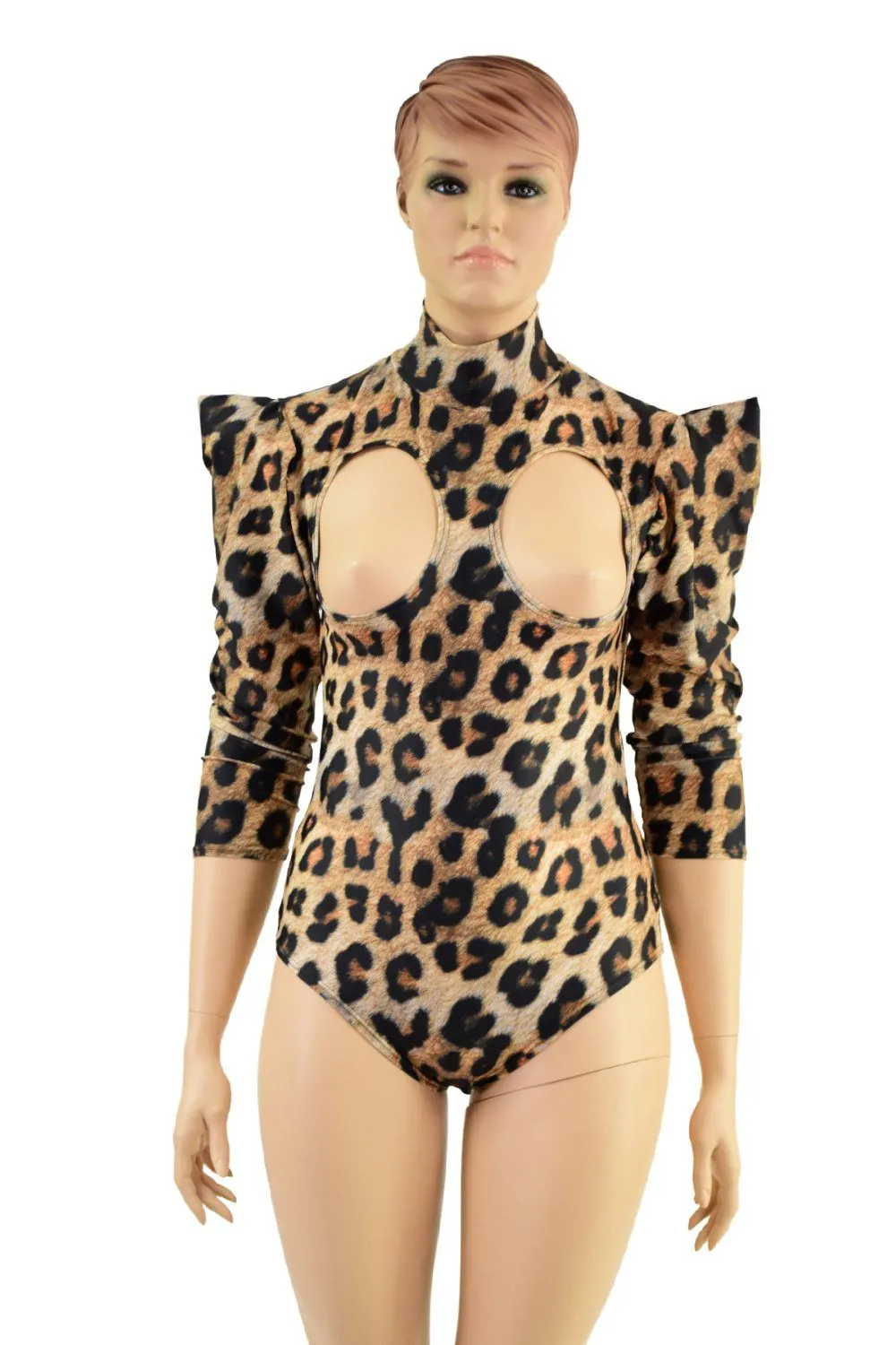 Open Bust Leopard Print Romper (Body Stickers Sold Separately)