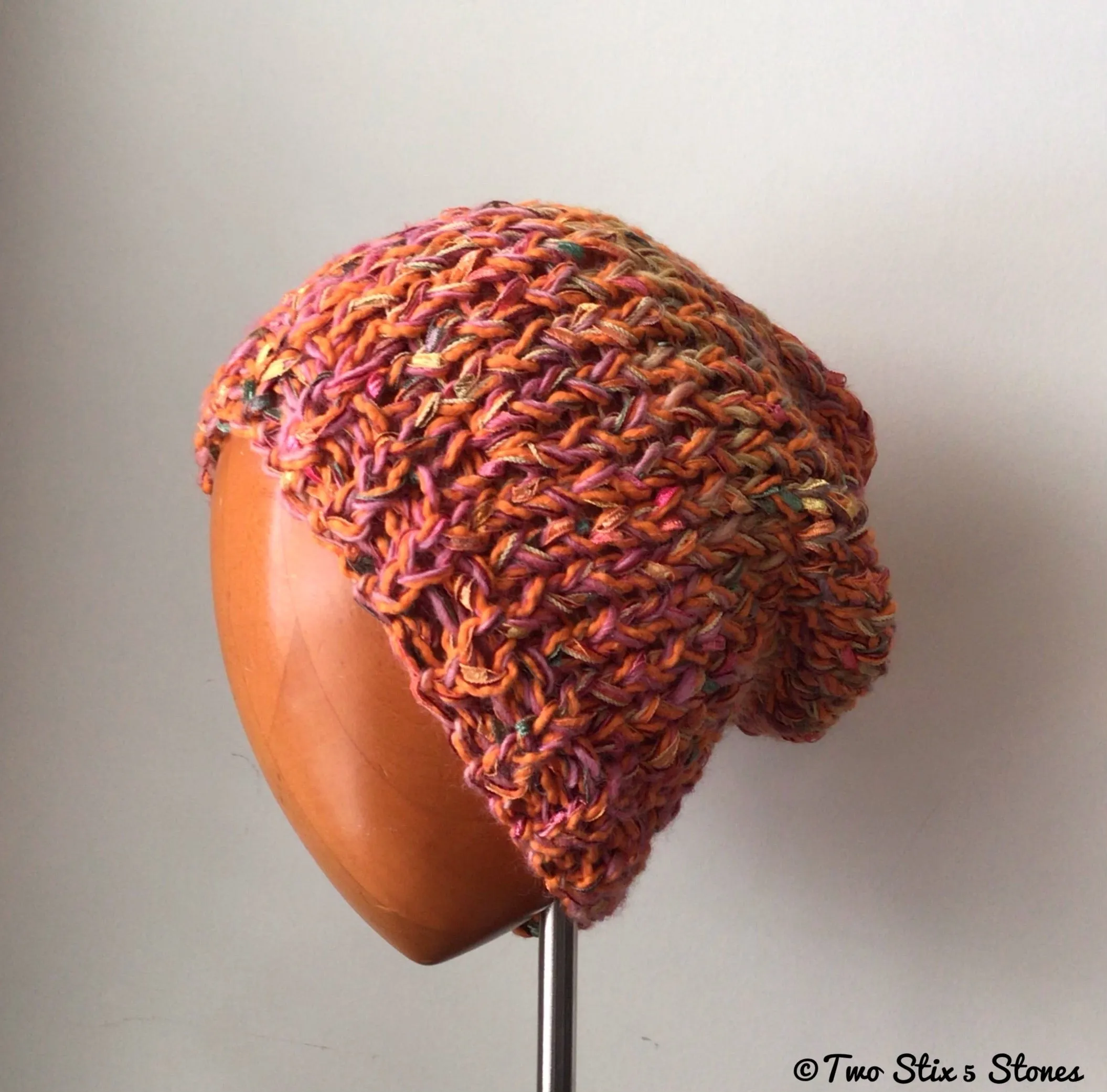 Orange Tweed Slouchy Beanie