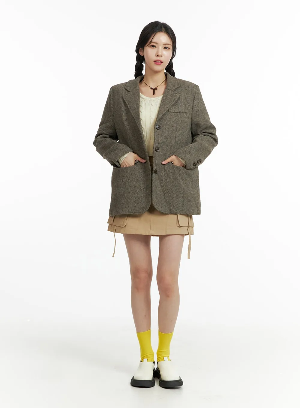 Oversized Buttoned Midi Tailored Jacket OF408