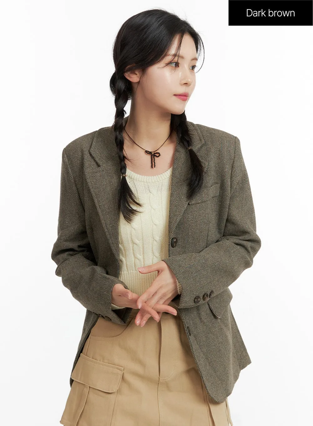 Oversized Buttoned Midi Tailored Jacket OF408