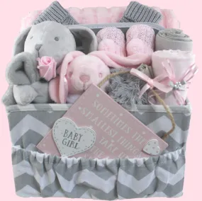 Packed Baby Girl Changing Caddy with Keepsake