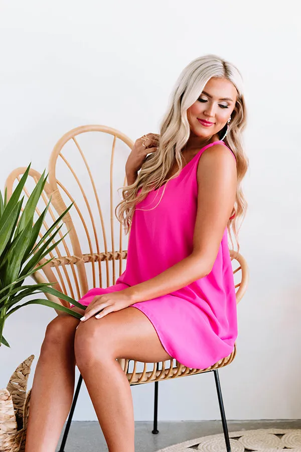 Palm Breeze Shift Dress In Hot Pink