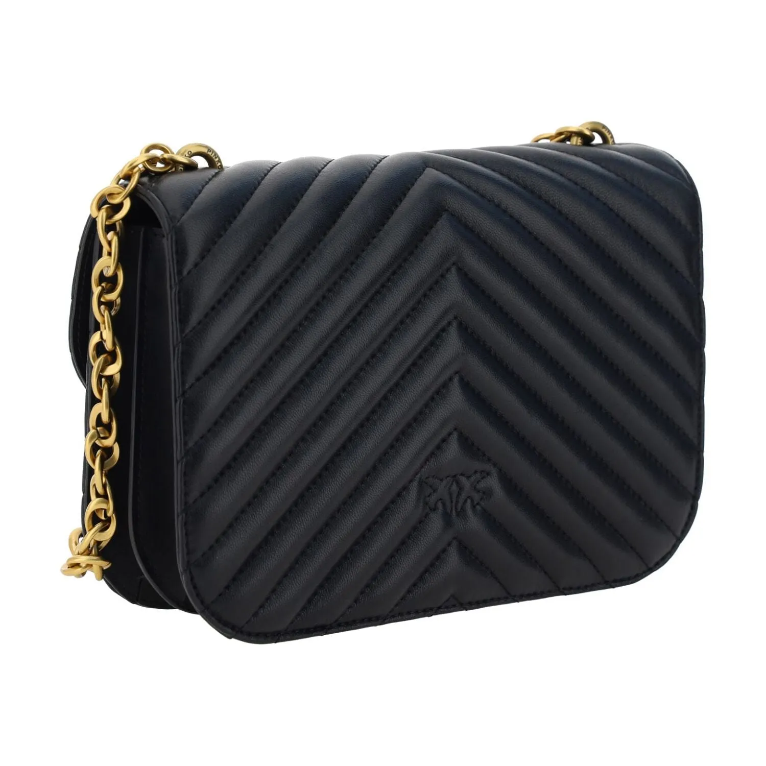 PINKO Elegant Black Quilted Leather Shoulder Bag