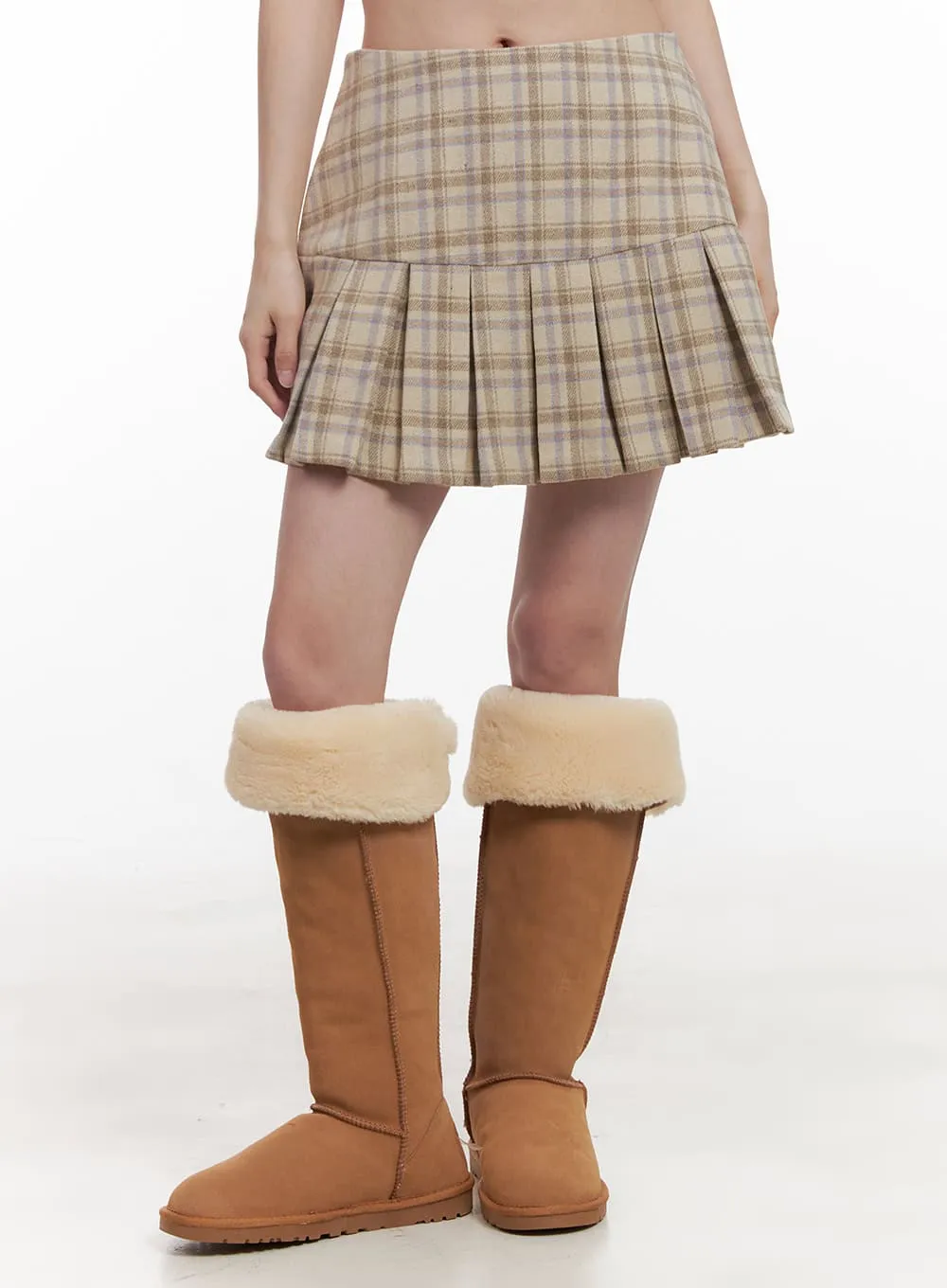 Pleated Checkered Mini Skirt OD403