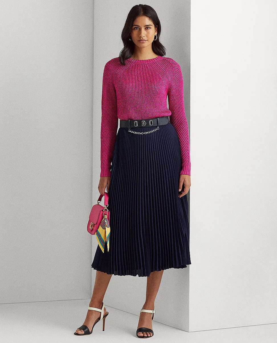 Pleated Georgette Skirt In Navy