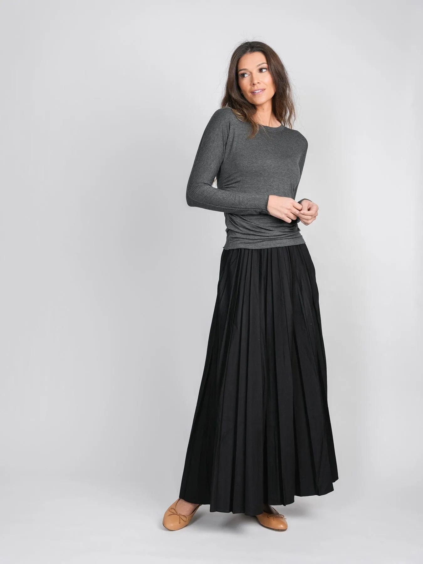 PLEATED SKIRT 37"-BLACK