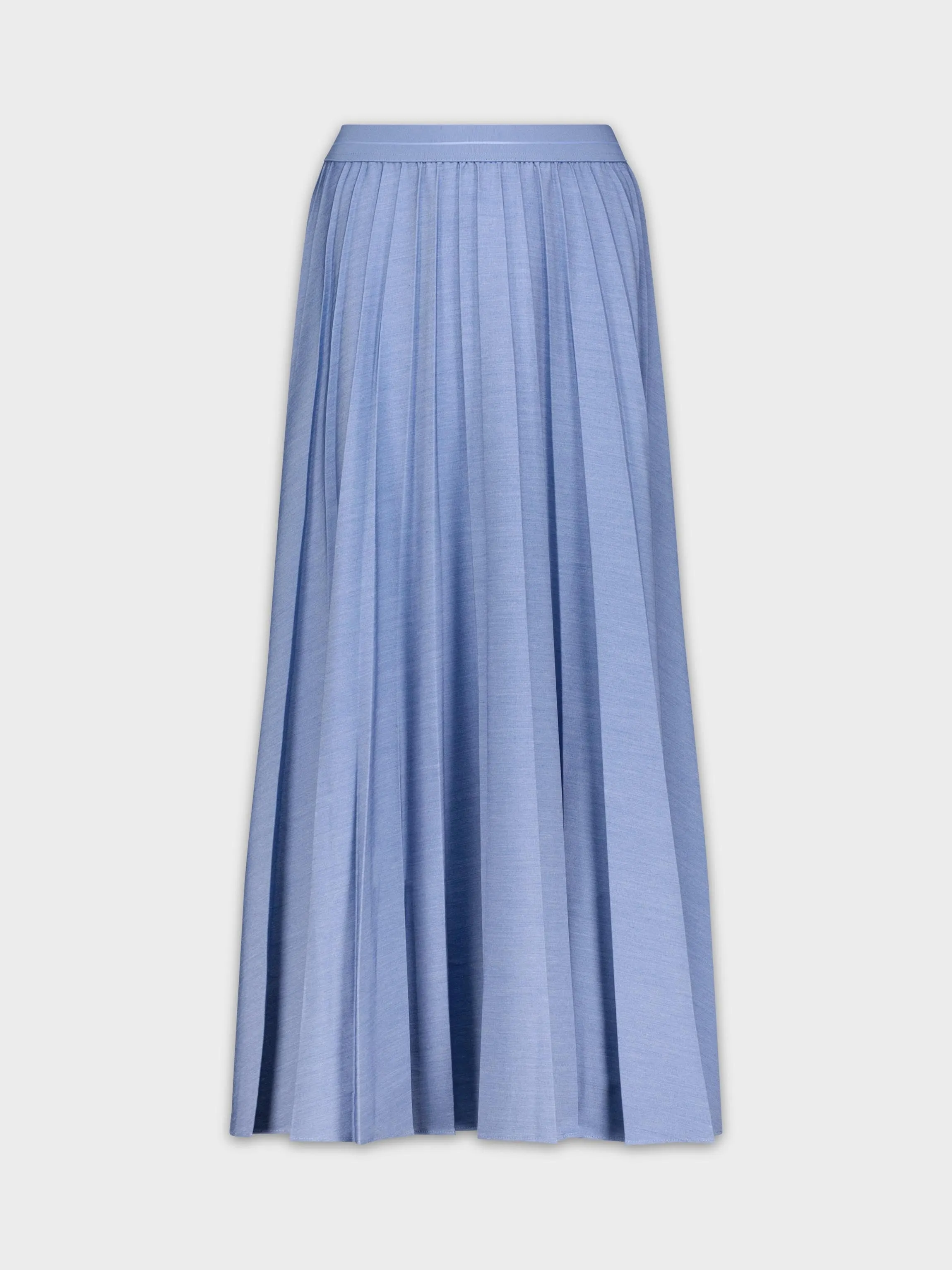 PLEATED SKIRT 37"-DENIM LT BLUE