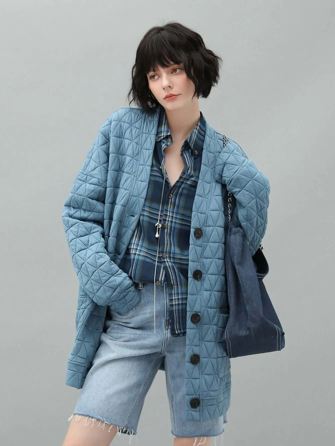 Powder Blue Quilted Coat