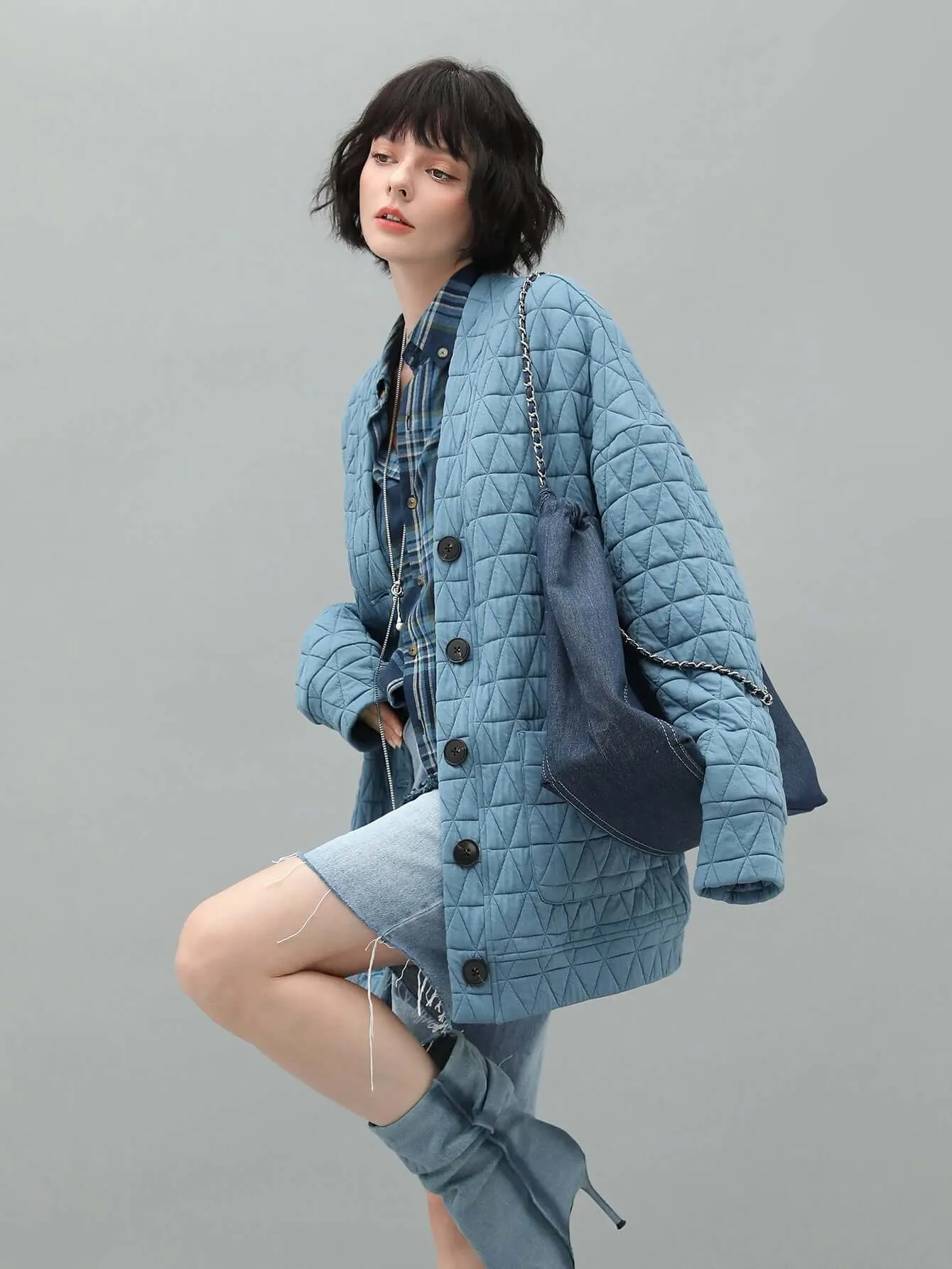 Powder Blue Quilted Coat