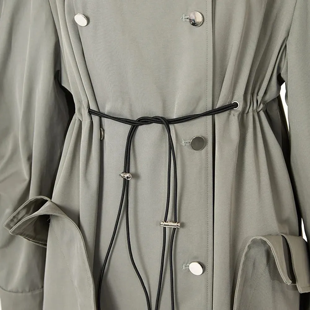 Pre Order:  Irregular Loose Drawstring Waist Cinched Trench Coat