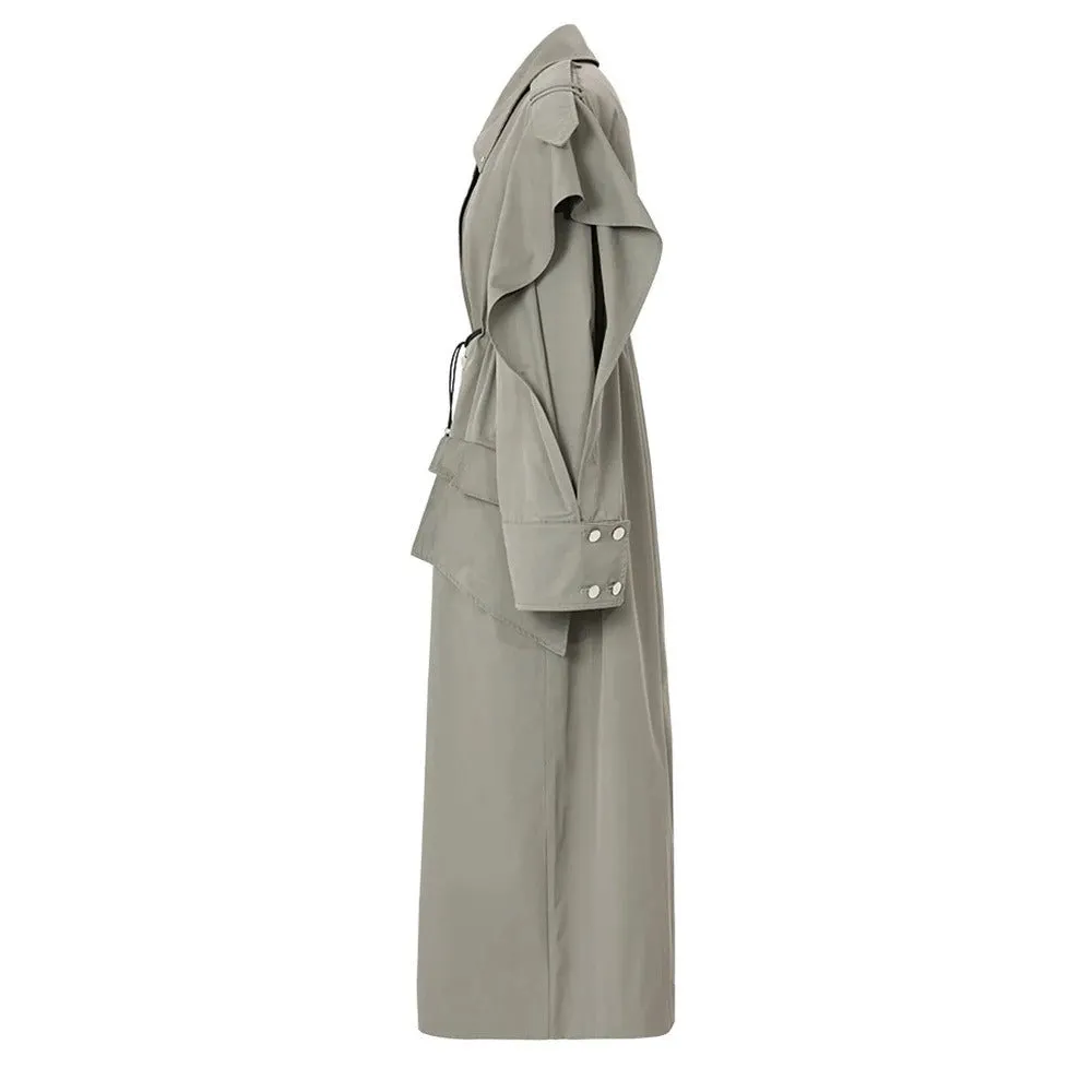 Pre Order:  Irregular Loose Drawstring Waist Cinched Trench Coat