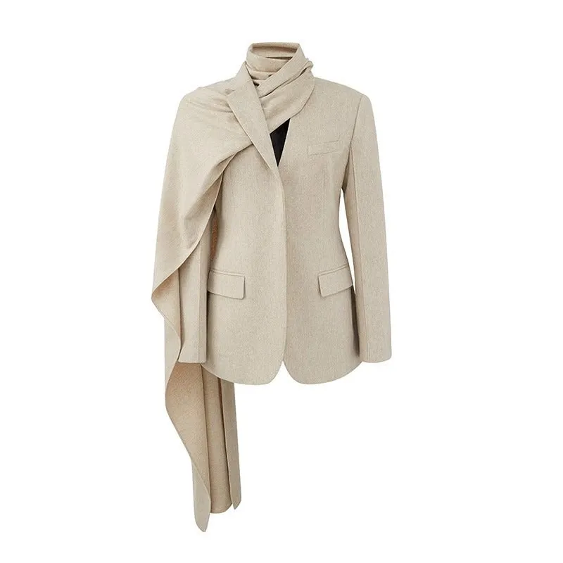 Pre Order:  Scarf Collar Suit Blazer