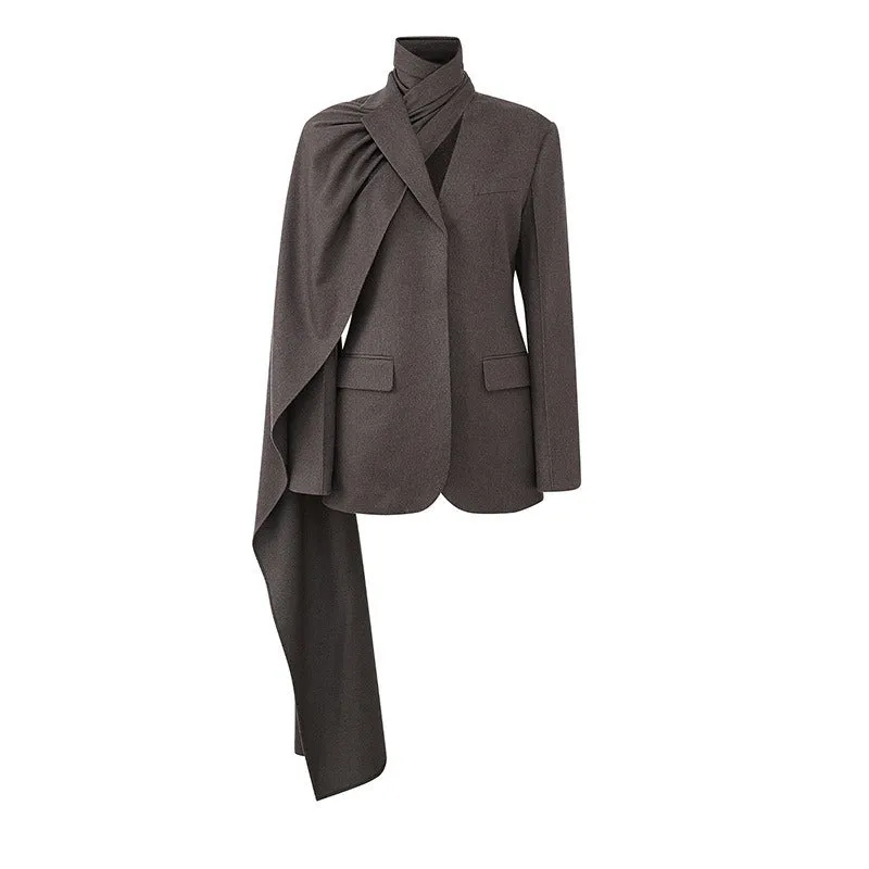 Pre Order:  Scarf Collar Suit Blazer