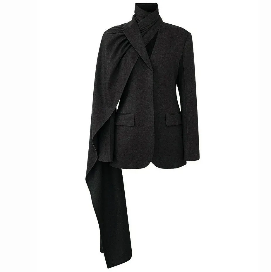 Pre Order:  Scarf Collar Suit Blazer