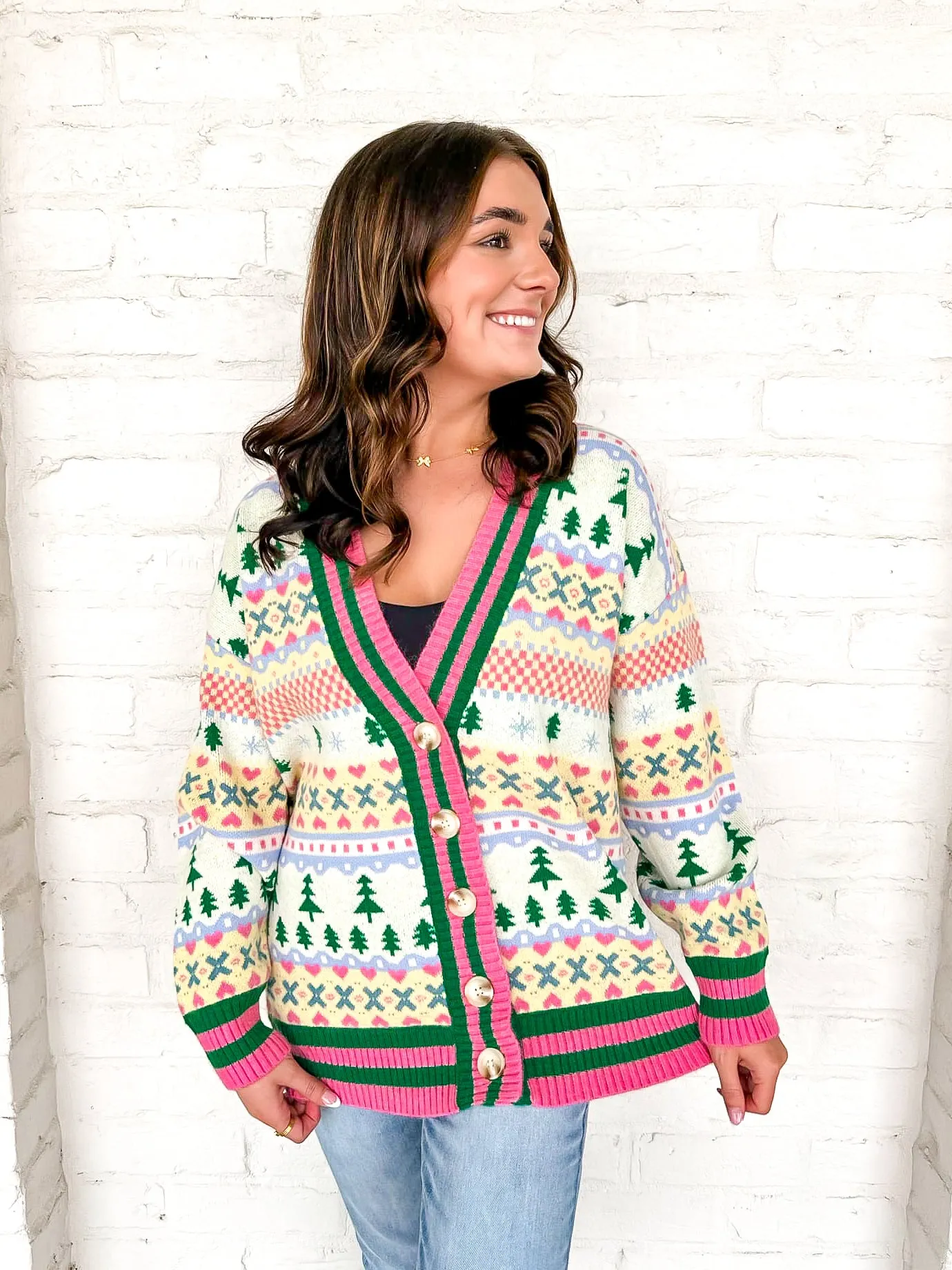 Queen Of Christmas Print Cardigan Multi