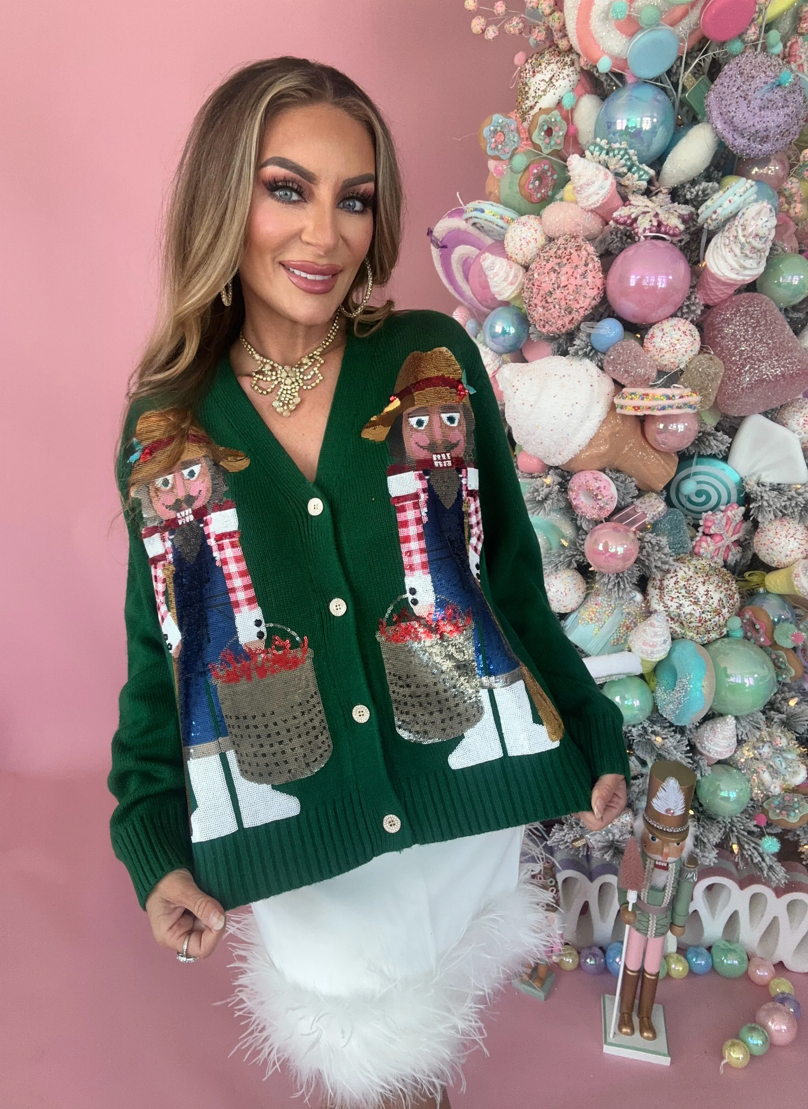 Queen of Sparkles Dark Green Cajun Nutcracker Sweater