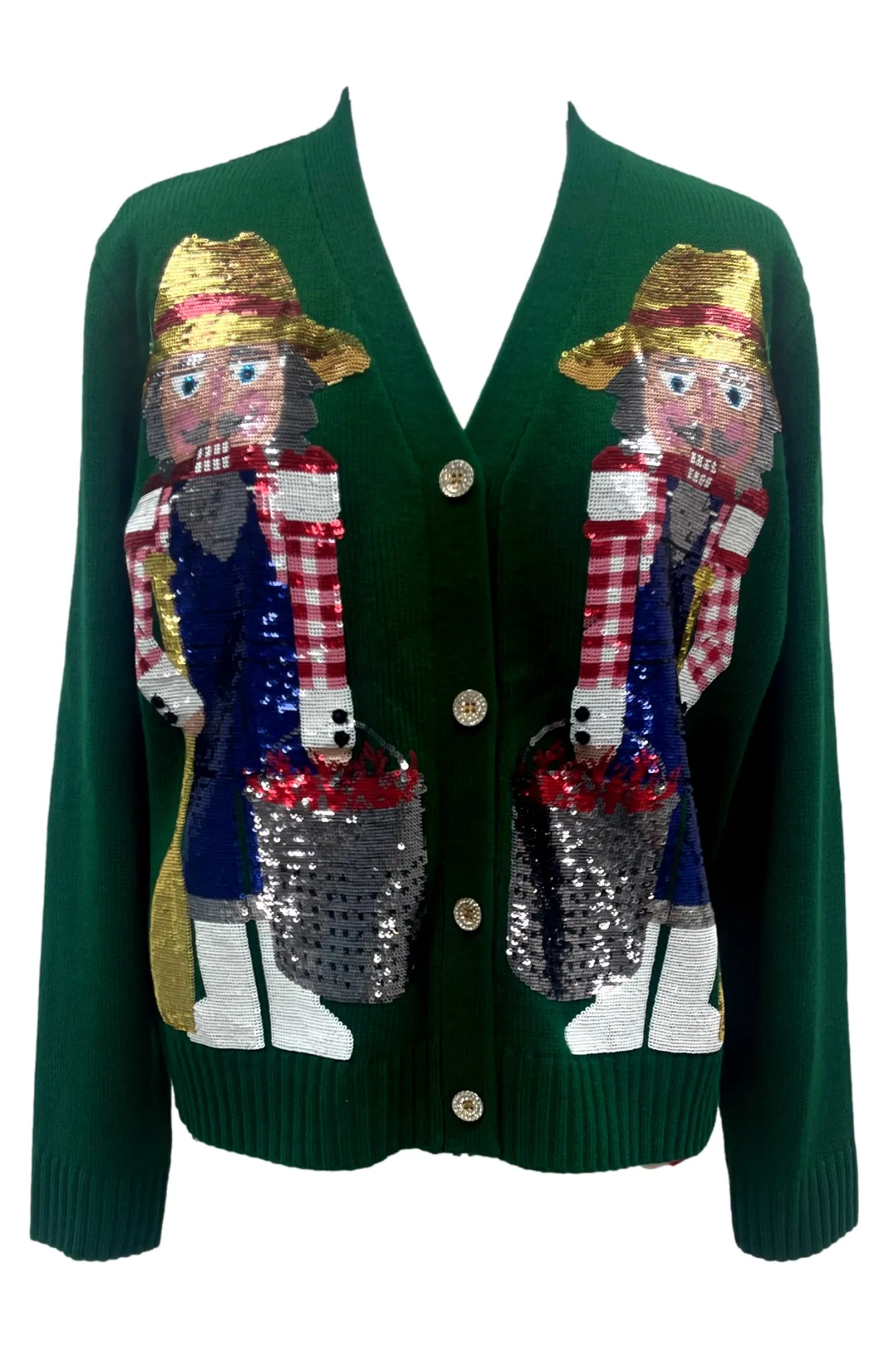 Queen of Sparkles Dark Green Cajun Nutcracker Sweater