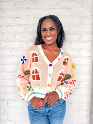 Queen Of Sparkles Gingerbread House Cardigan