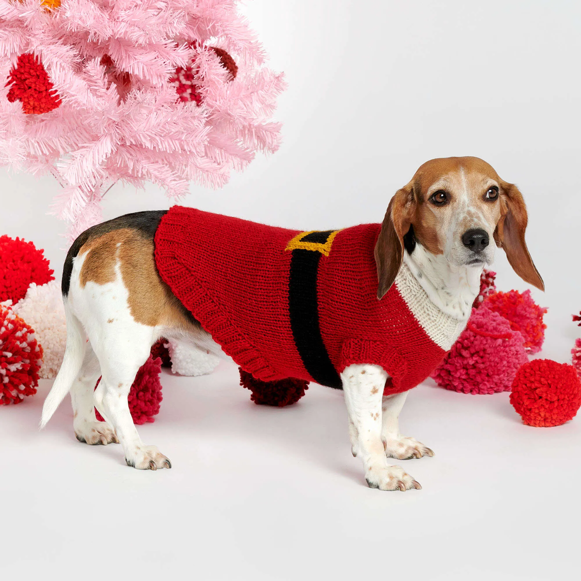 Red Heart Knit Santa Dog Coats