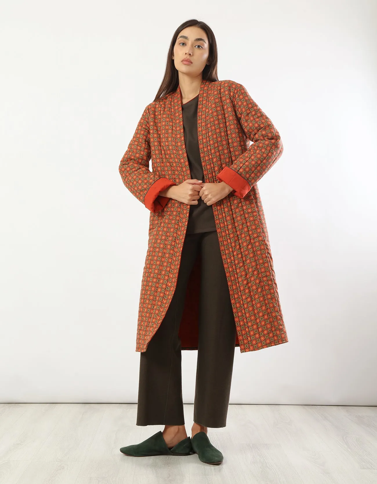 Reversible quilted coat