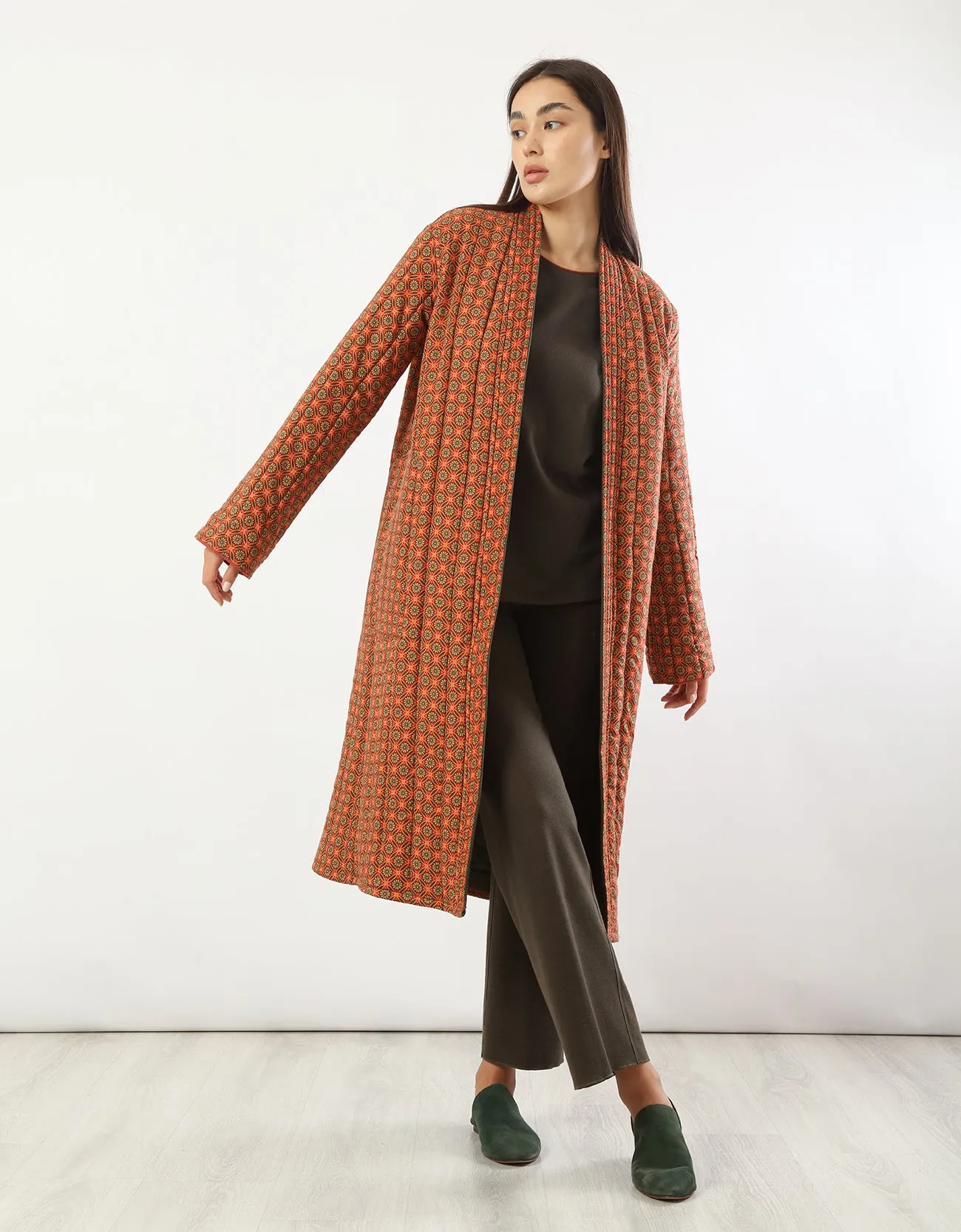 Reversible quilted coat