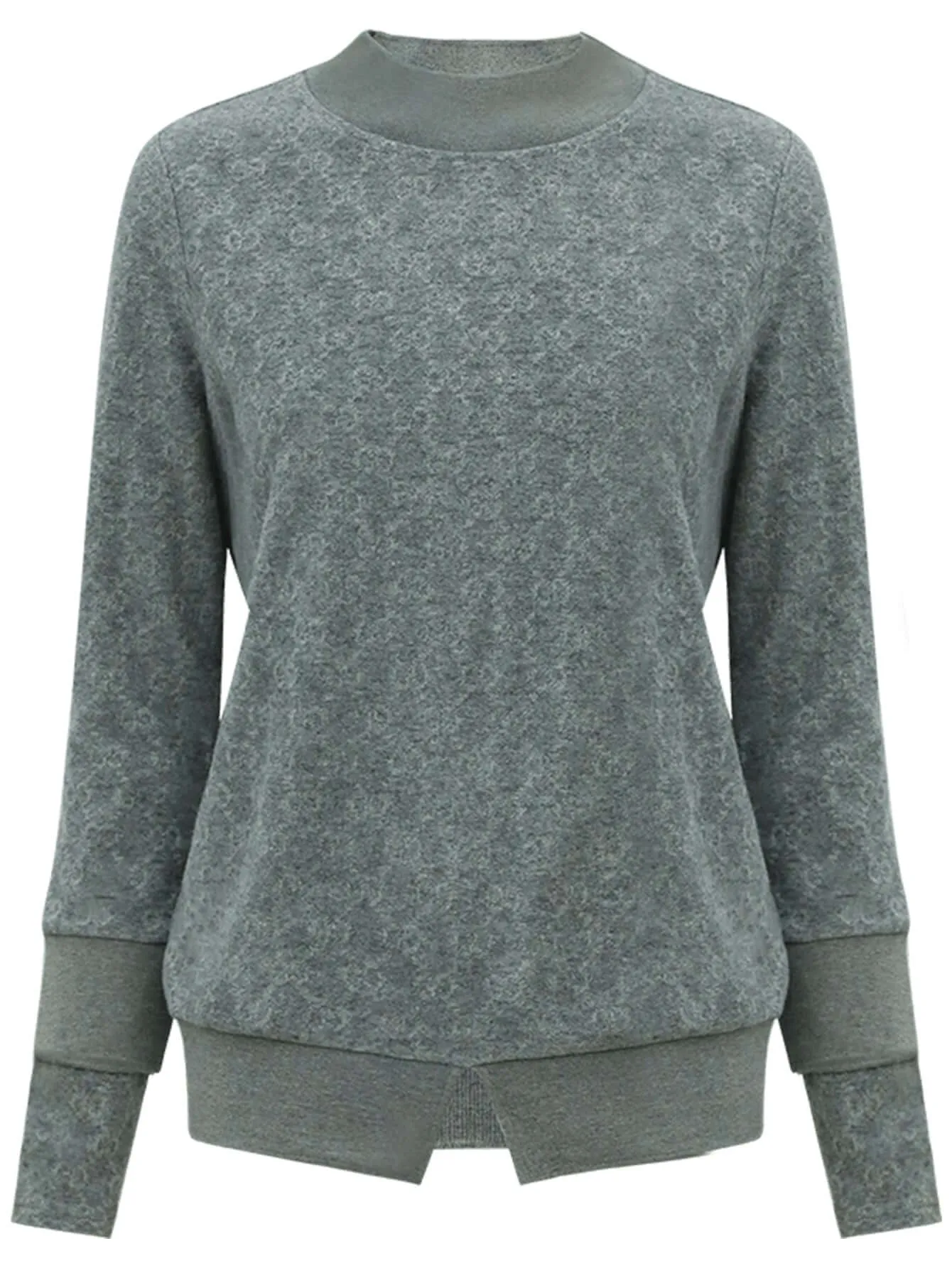 Round Neck Monogram Grey Two-Piece Knit Top