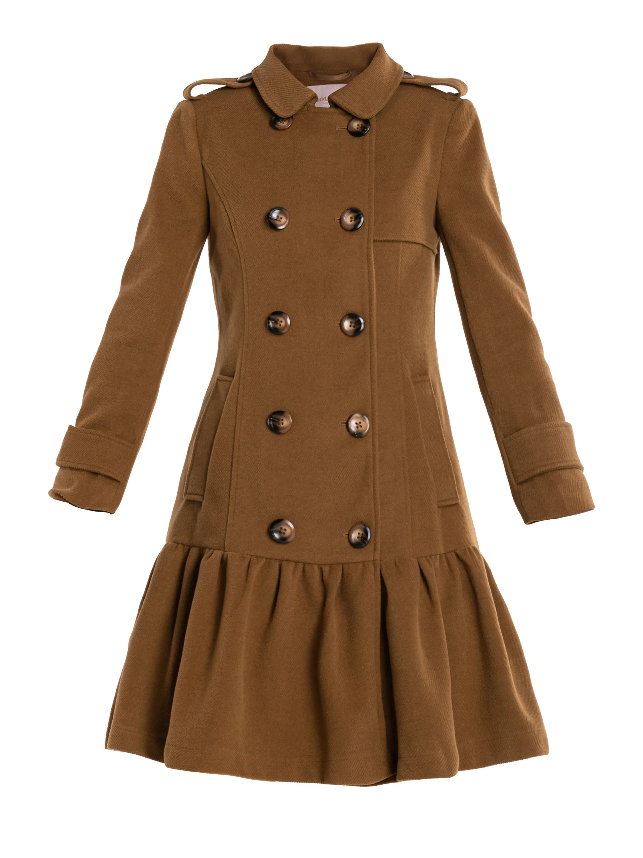 Ruffle Hem Trench Coat, Camel