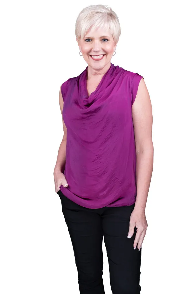 Sarita Silk Drape Neck Top (BT212)