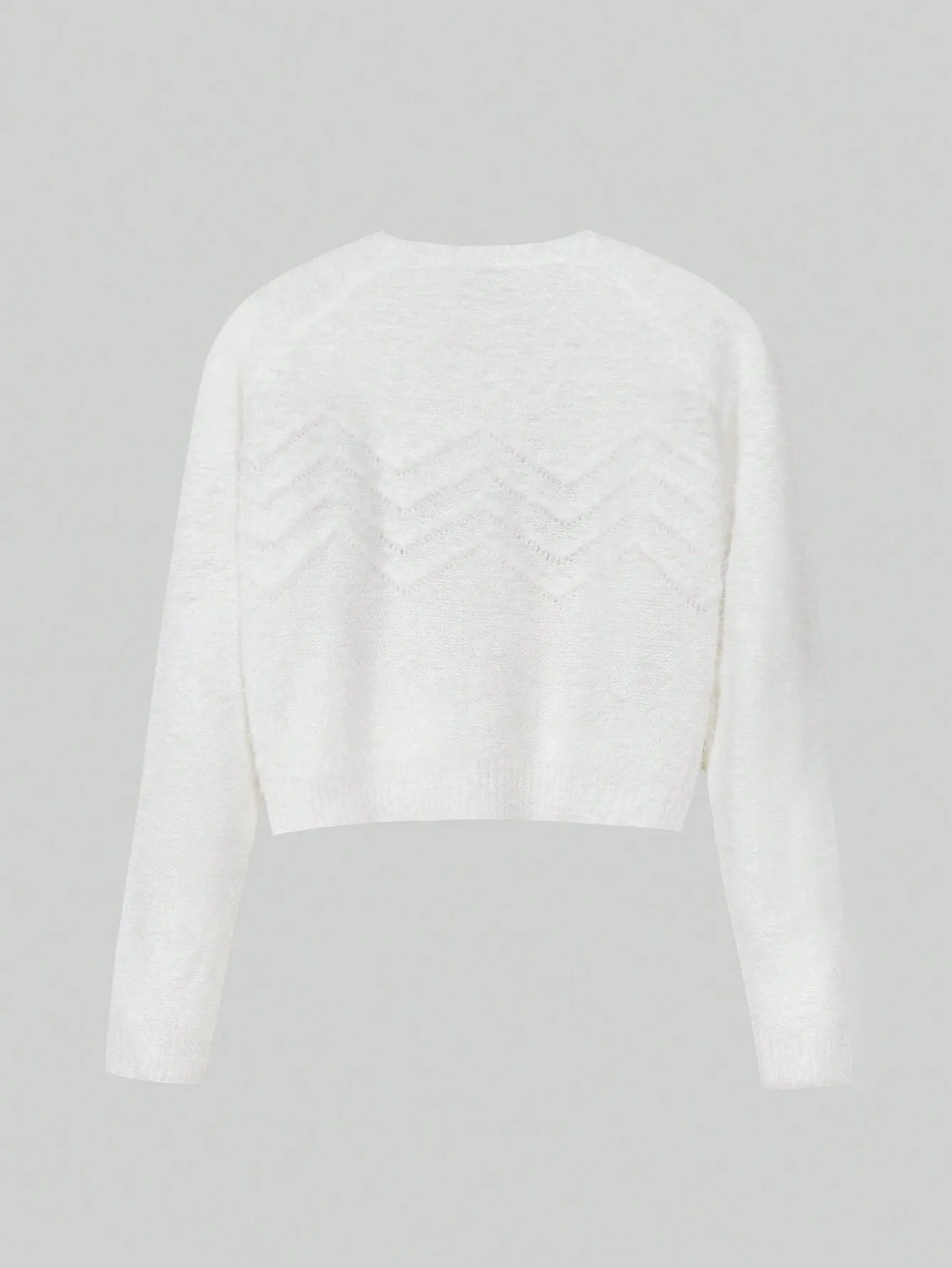 SHEIN MOOSTA Chevron Pattern Raglan Sleeve Crop Sweater