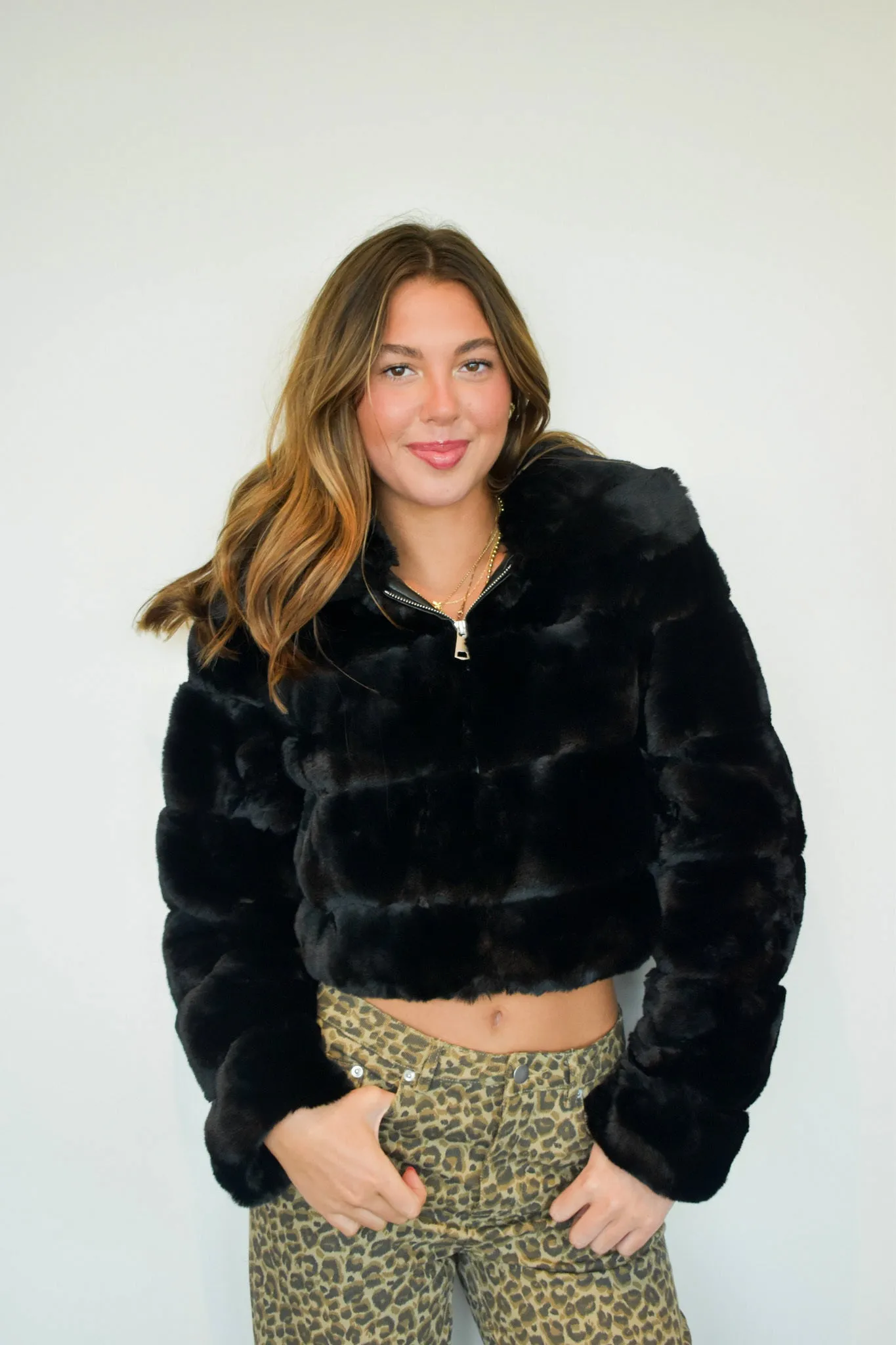 She's Everything Fur Jacket- Black