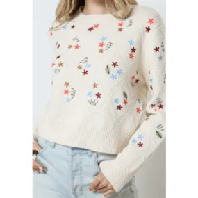 Shop Neighbor Ivory Lattice Embroidered Sweater SW7765