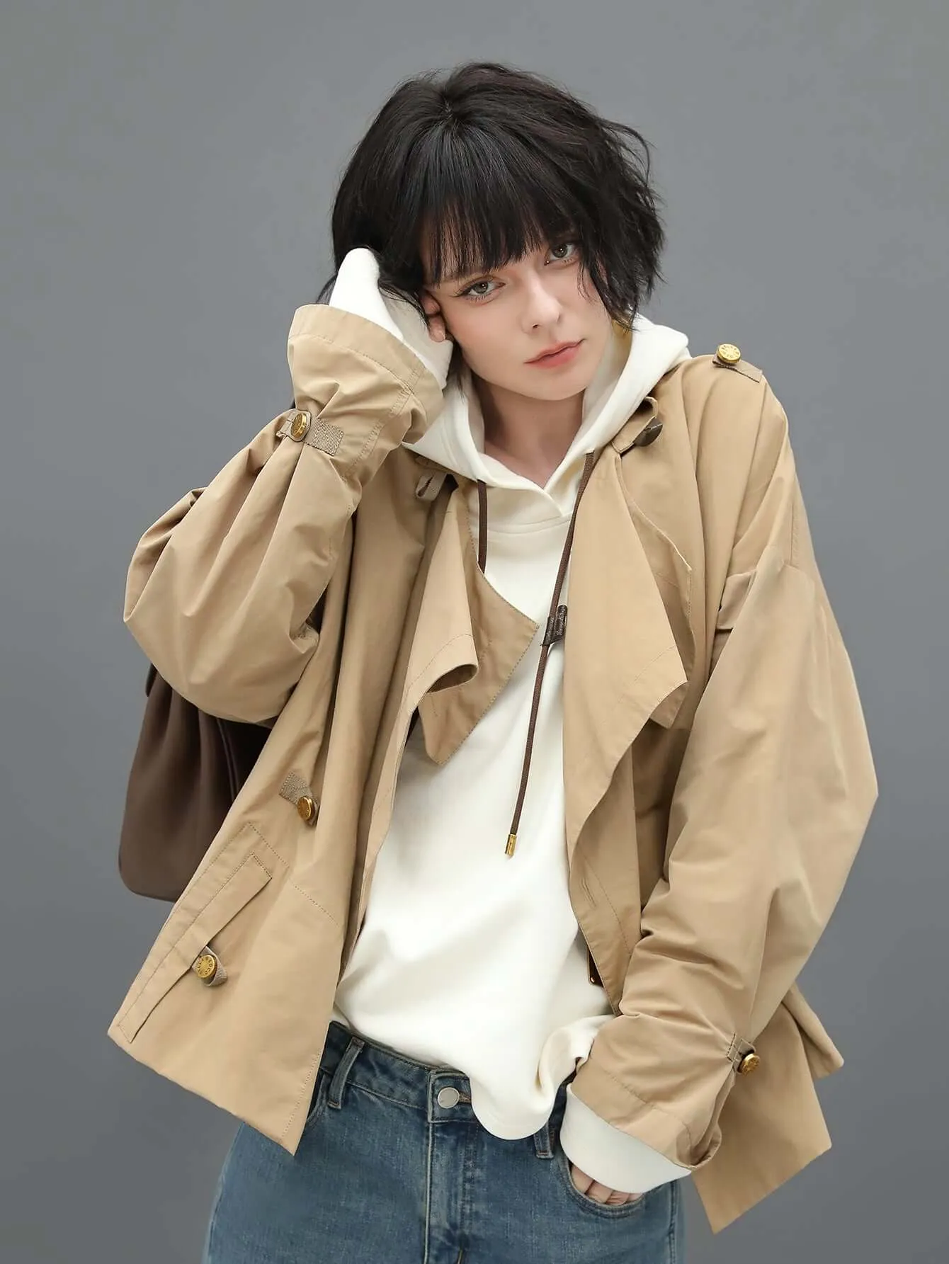 Short Khaki Trench Coat