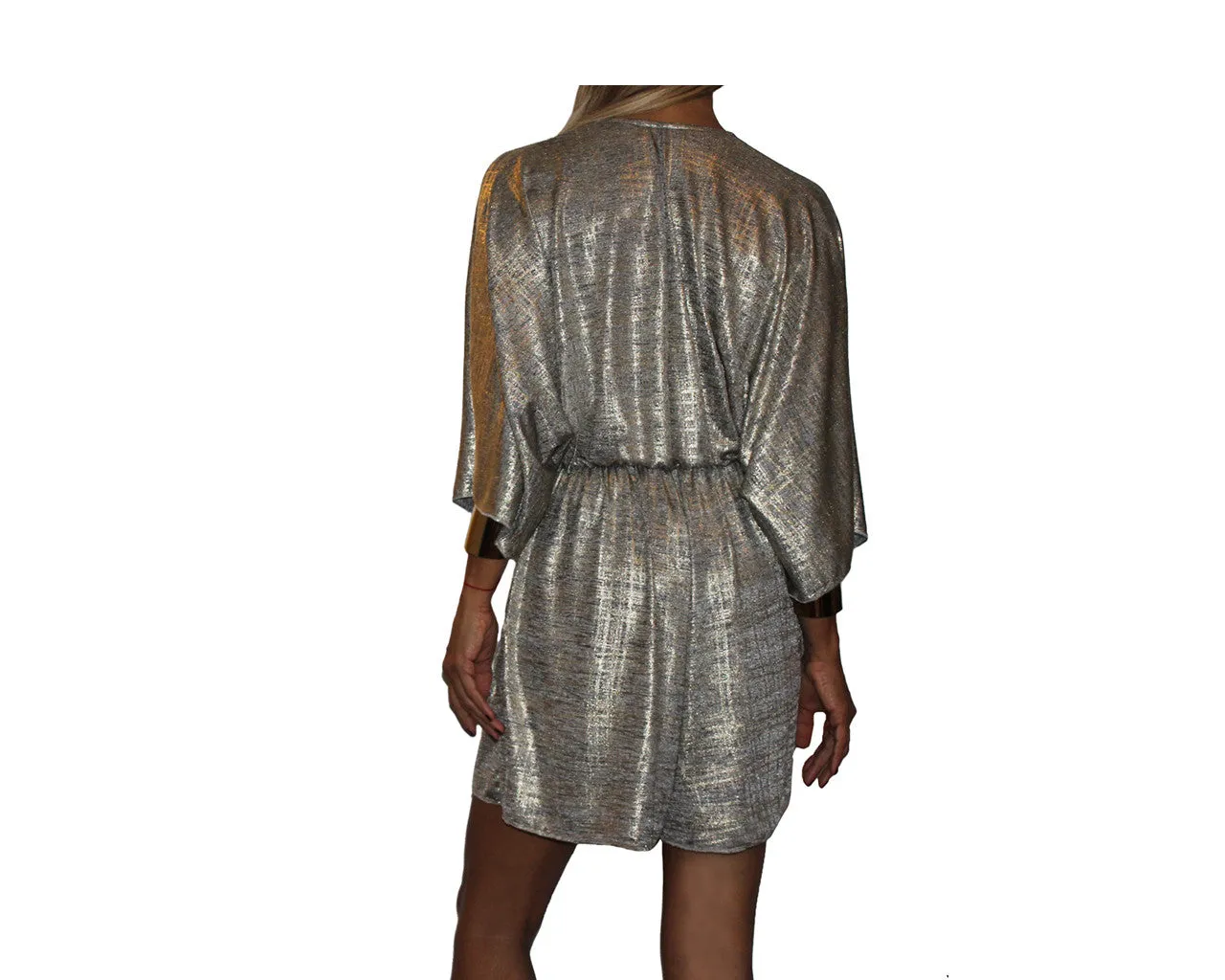 Silver Metallic Kimono Style Jumpsuit - The Monte Carlo