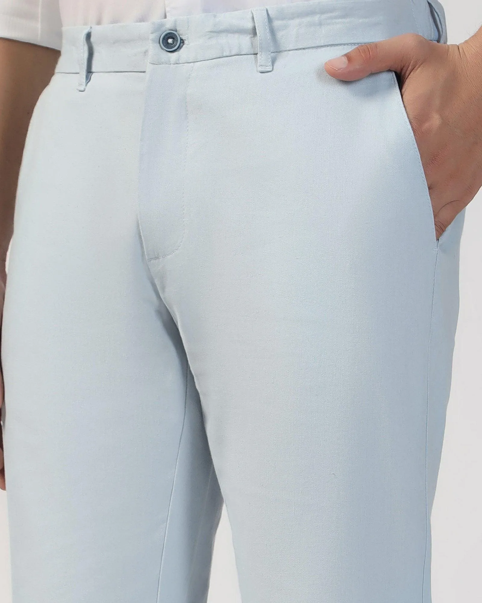 Slim Comfort B-95 Casual Light Blue Solid Khakis - Oliver