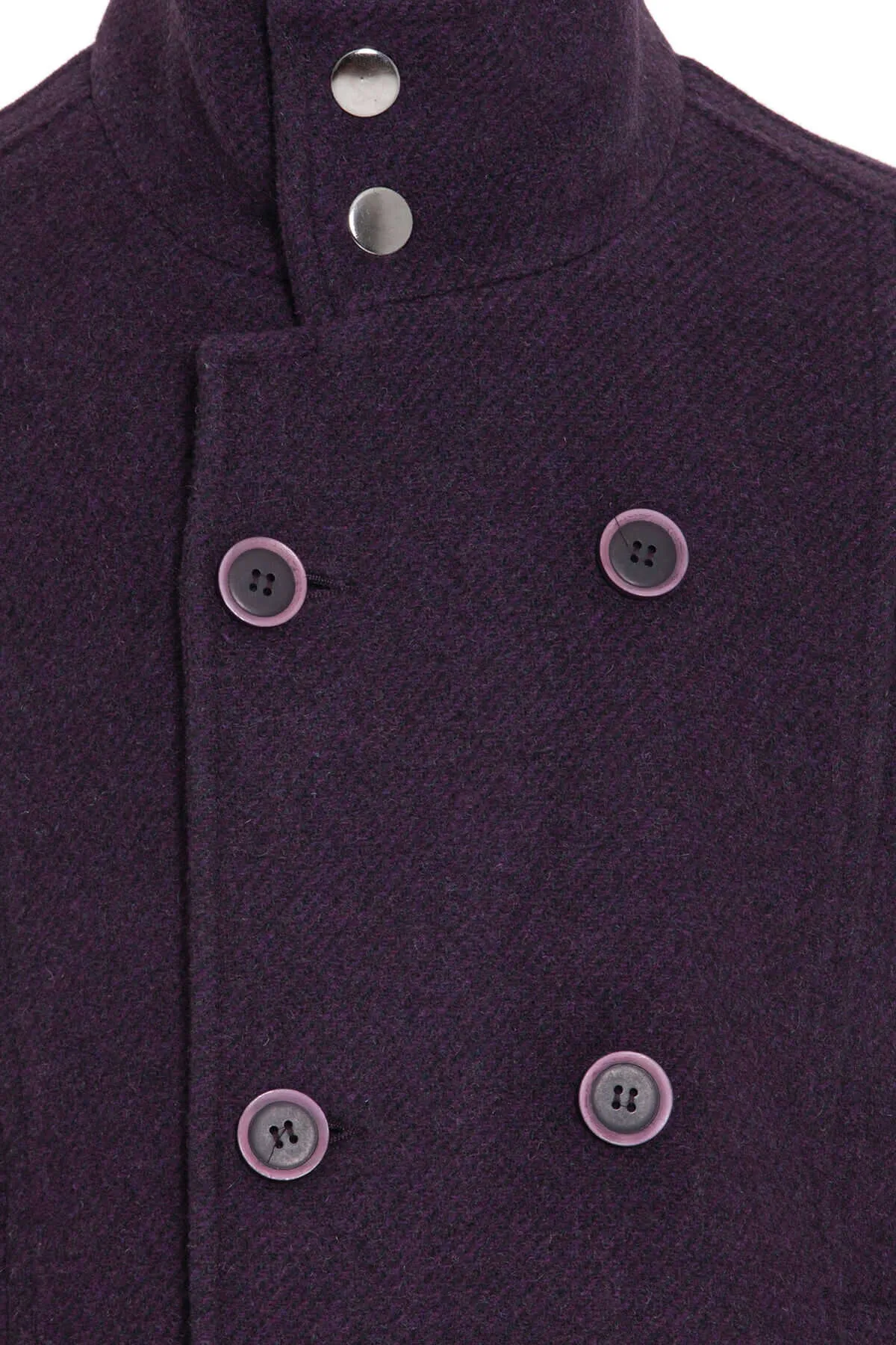 Slim Fit Notch Lapel Wool Purple Overcoat, Purple