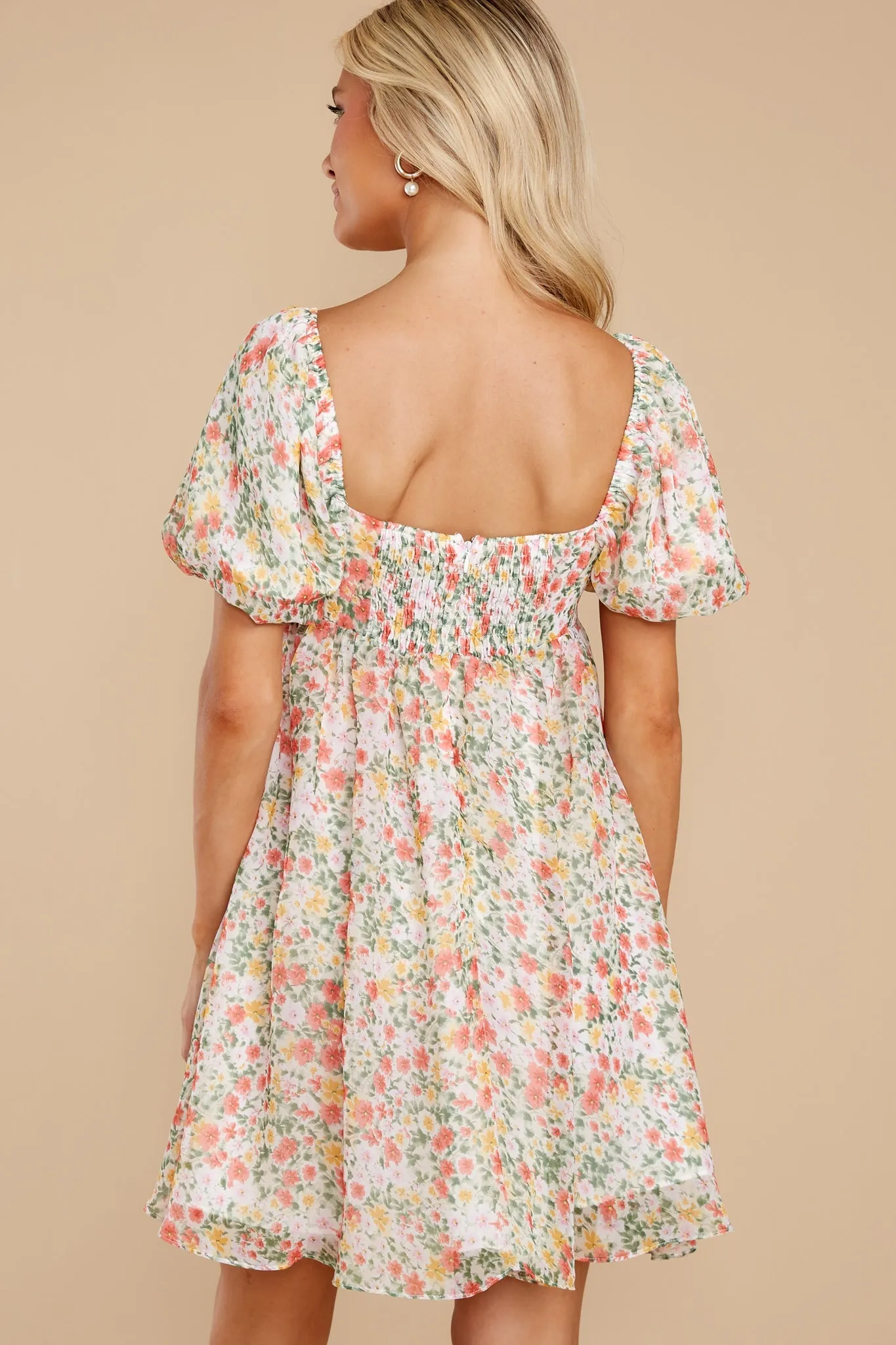 Song And Dance Ivory Multi Floral Print Dress