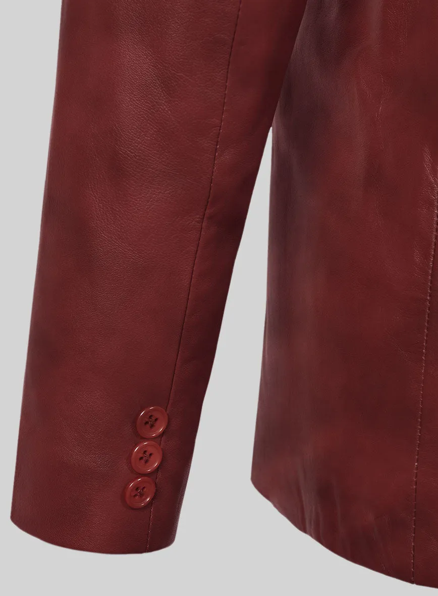 Spanish Red Leather Pea Coat